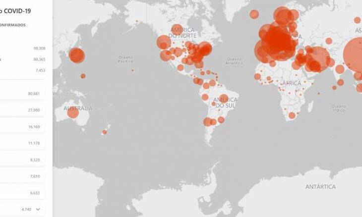 Microsoft lança mapa que acompanha o avanço do Covid-19 em tempo real