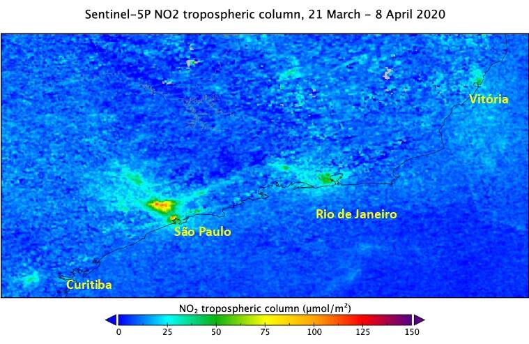 Imagens de satélite confirmam queda da poluição no Brasil