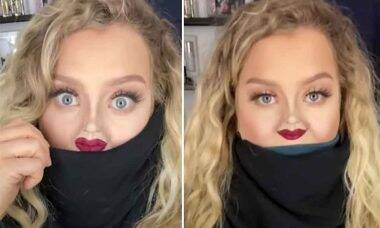 Tutorial de maquiagem de uma mulher que pinta um rosto minúsculo na cara faz sucesso, veja