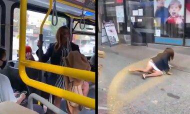 Vídeo do TikTok com mulher sendo empurrada de ônibus viraliza; veja. Foto: Reprodução Twitter