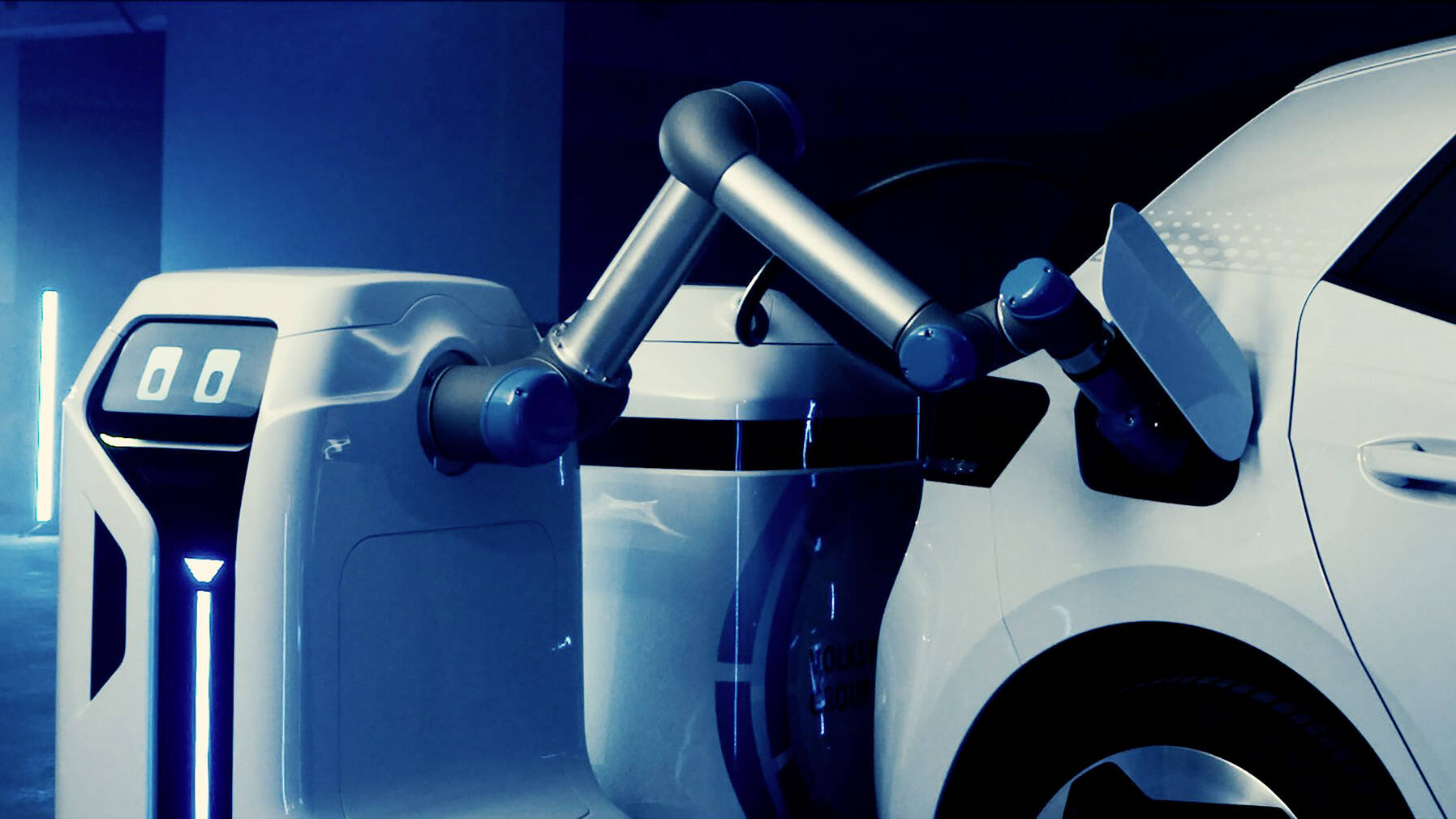 Volkswagen revela robô que carrega bateria de carros elétricos