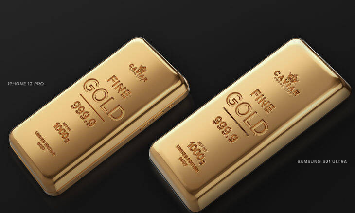 Russa Caviar cria iPhone 12 e Samsung S21 com carcaça em ouro puro