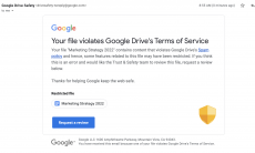 Google Drive irá bloquear arquivo que viole as regras do serviço