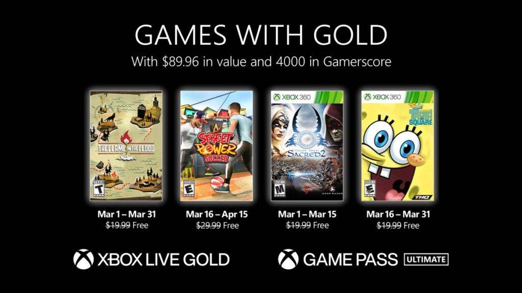 Microsoft revela os jogos da Xbox Games with Gold para março